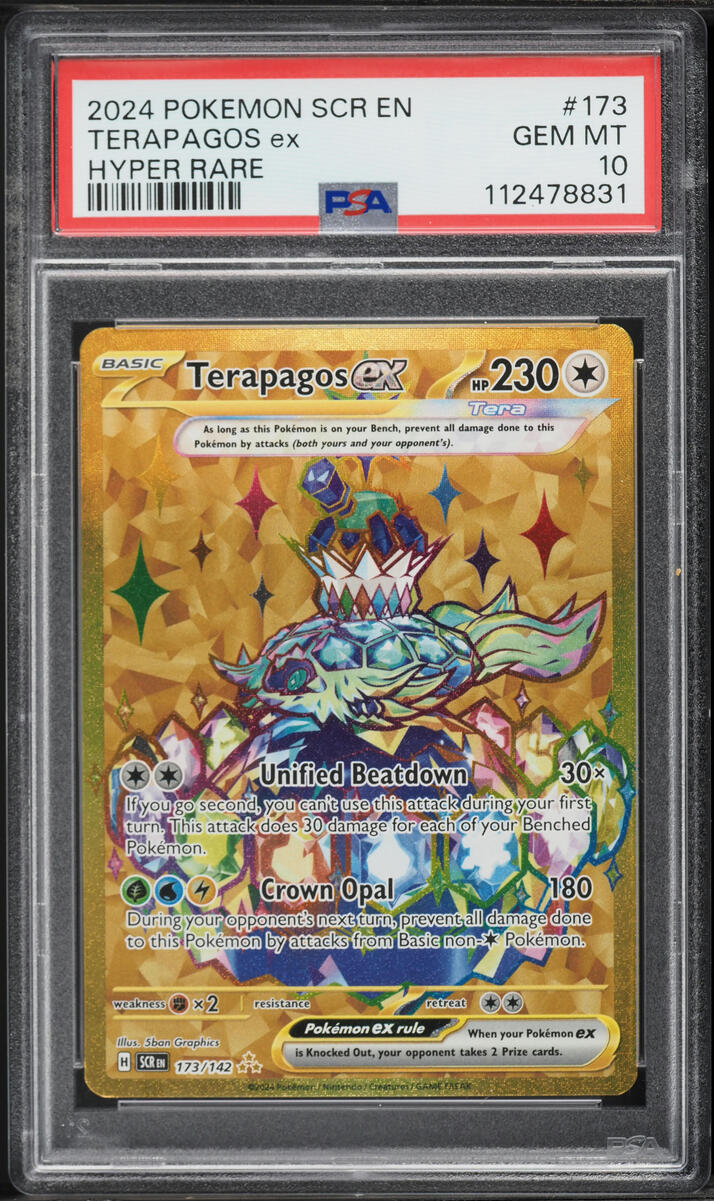 2024 Pokemon Scarlet & Violet Stellar Crown Gold Rare Terapagos ex #173 PSA 10 GEM MINT