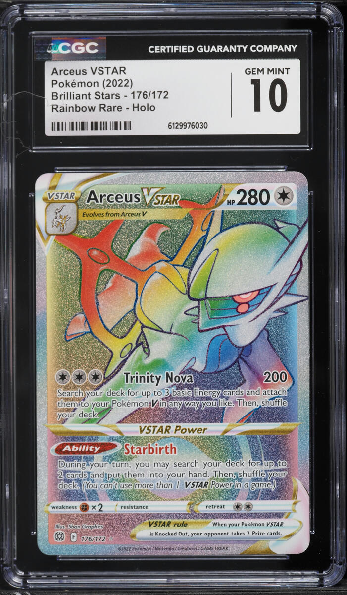 2022 Pokemon Sword & Shield Brilliant Stars Rainbow Rare Arceus VSTAR #176 CGC 10 GEM MINT
