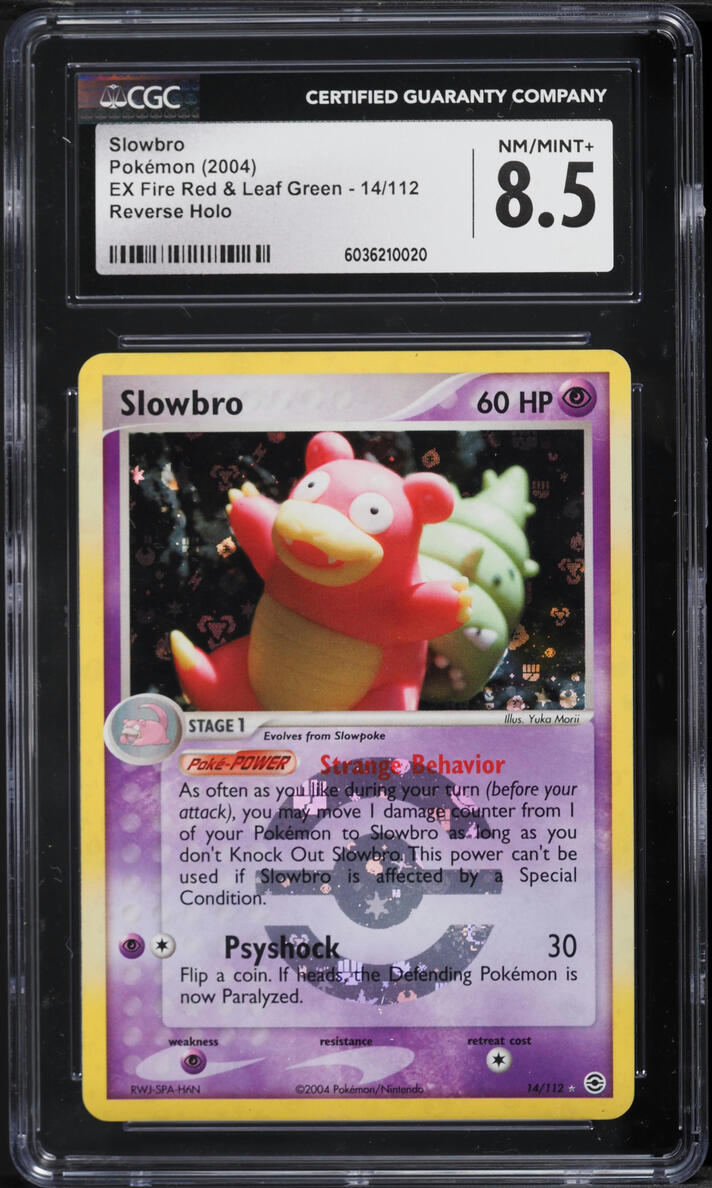 2004 Pokemon EX Fire Red & Leaf Green Reverse Holo Slowbro #14 CGC 8.5 NM-MT+