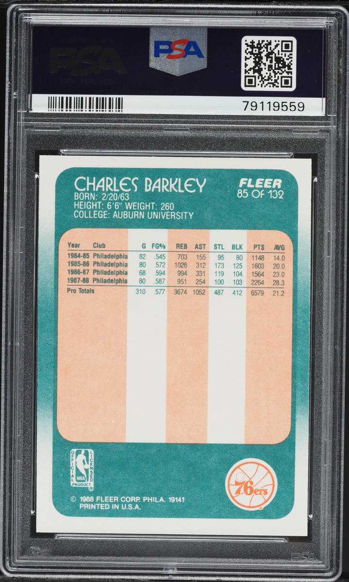 1988 Fleer Basketball Charles Barkley #85 PSA 9 MINT