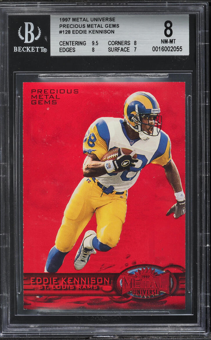1997 Metal Universe Precious Metal Gems PMG Red Eddie Kennison /150 BGS 8 NM-MT