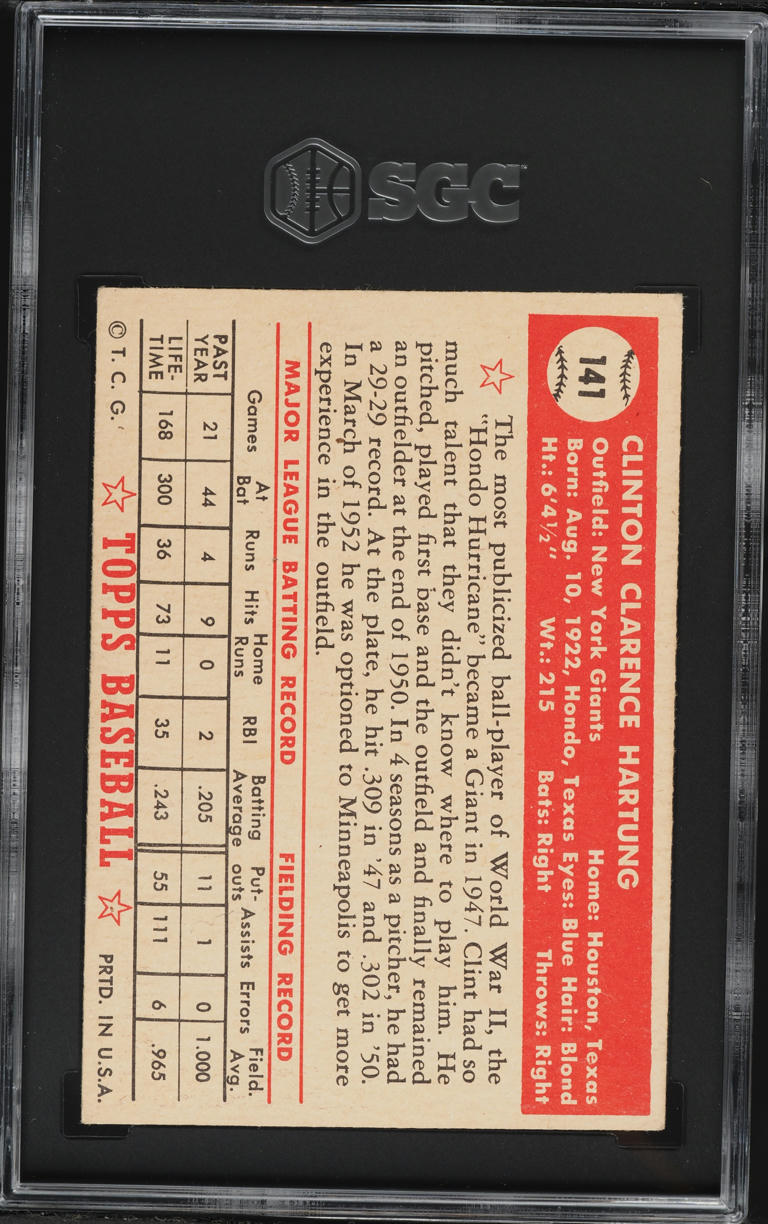 1952 Topps Clint Hartung #141 SGC 5 EX