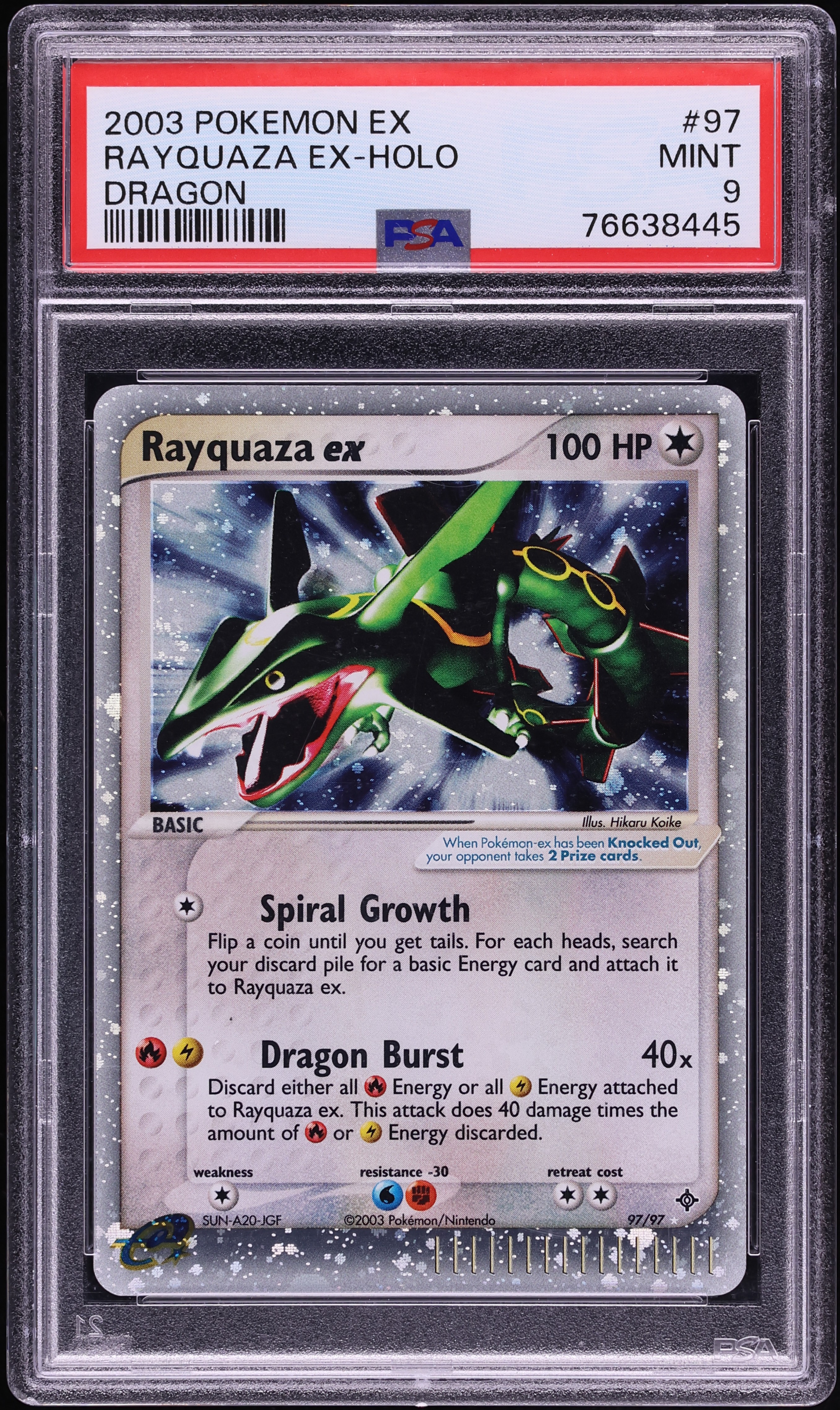 2003 Pokemon EX Dragon Holo Rayquaza Ex #97 PSA 9 MINT