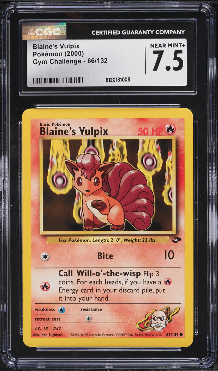2000 Pokemon Gym Challenge Blaine's Vulpix #66 CGC 7.5 NRMT+