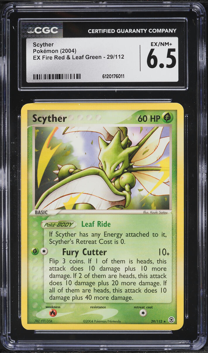 2004 Pokemon EX Fire Red & Leaf Green Scyther #29 CGC 6.5 EXMT+