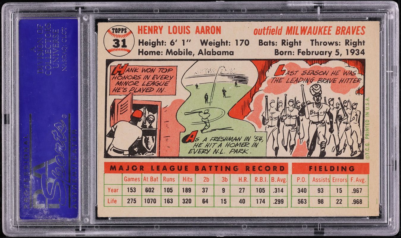1956 Topps Hank Aaron #31 PSA 8 NM-MT