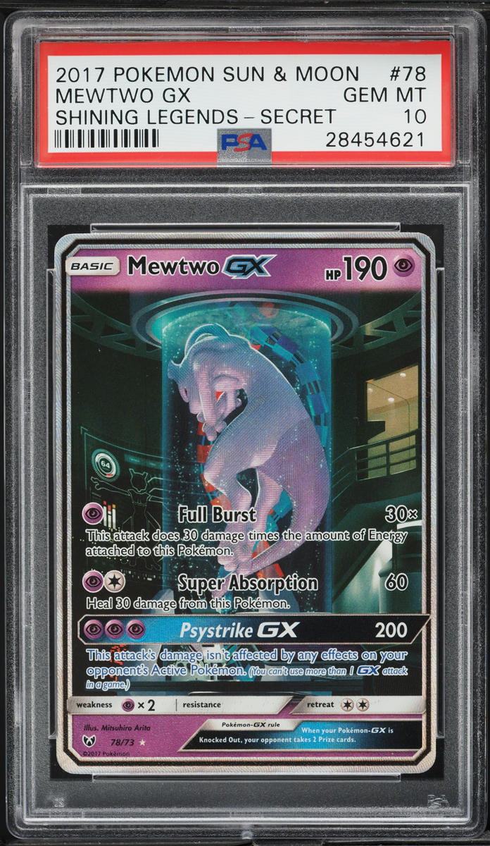 2017 Pokemon Sun & Moon Shining Legends Alt Art Mewtwo GX #78 PSA 10 GEM MINT