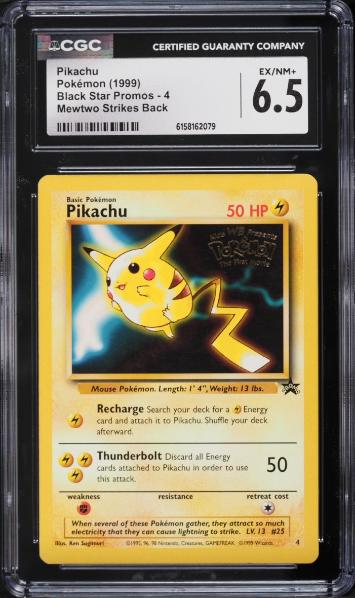 1999 Pokemon Black Star Promo Mewtwo Strikes Back Pikachu #4 CGC 6.5 EXMT+