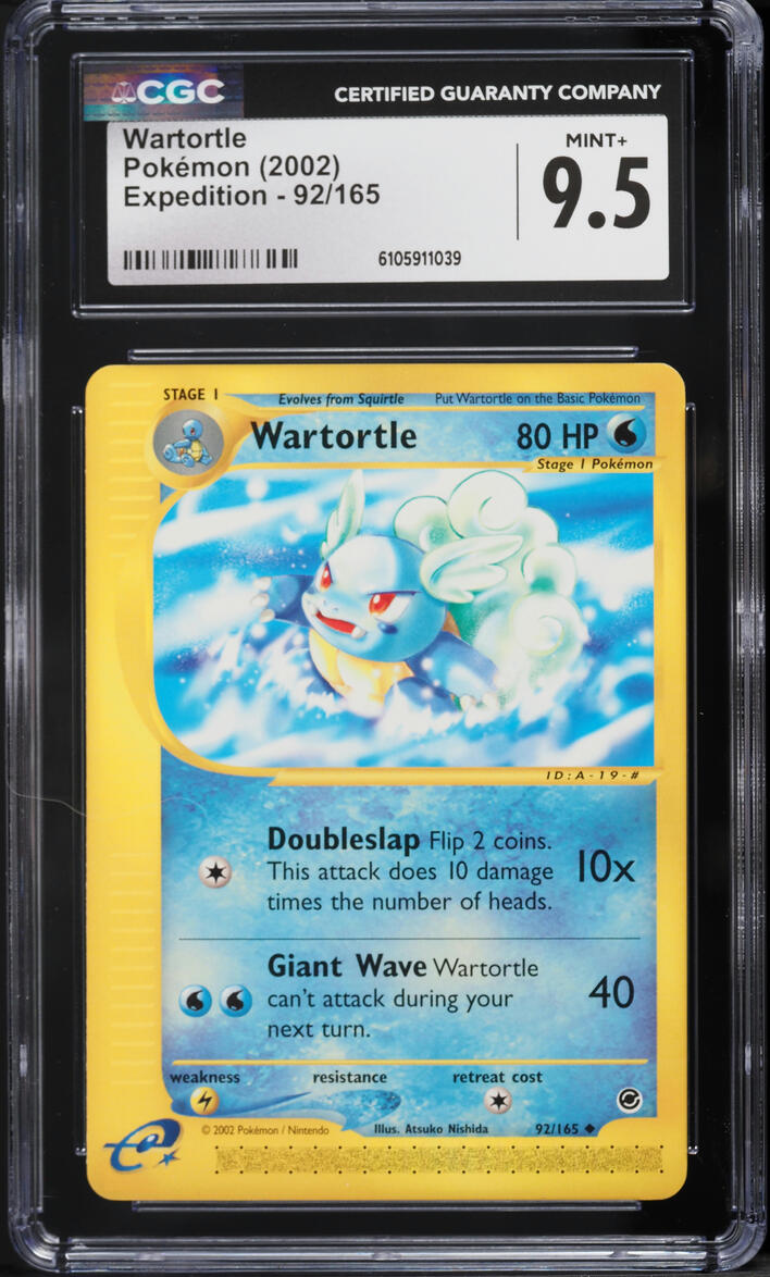 2002 Pokemon Expedition Wartortle #92 CGC 9.5 MINT+
