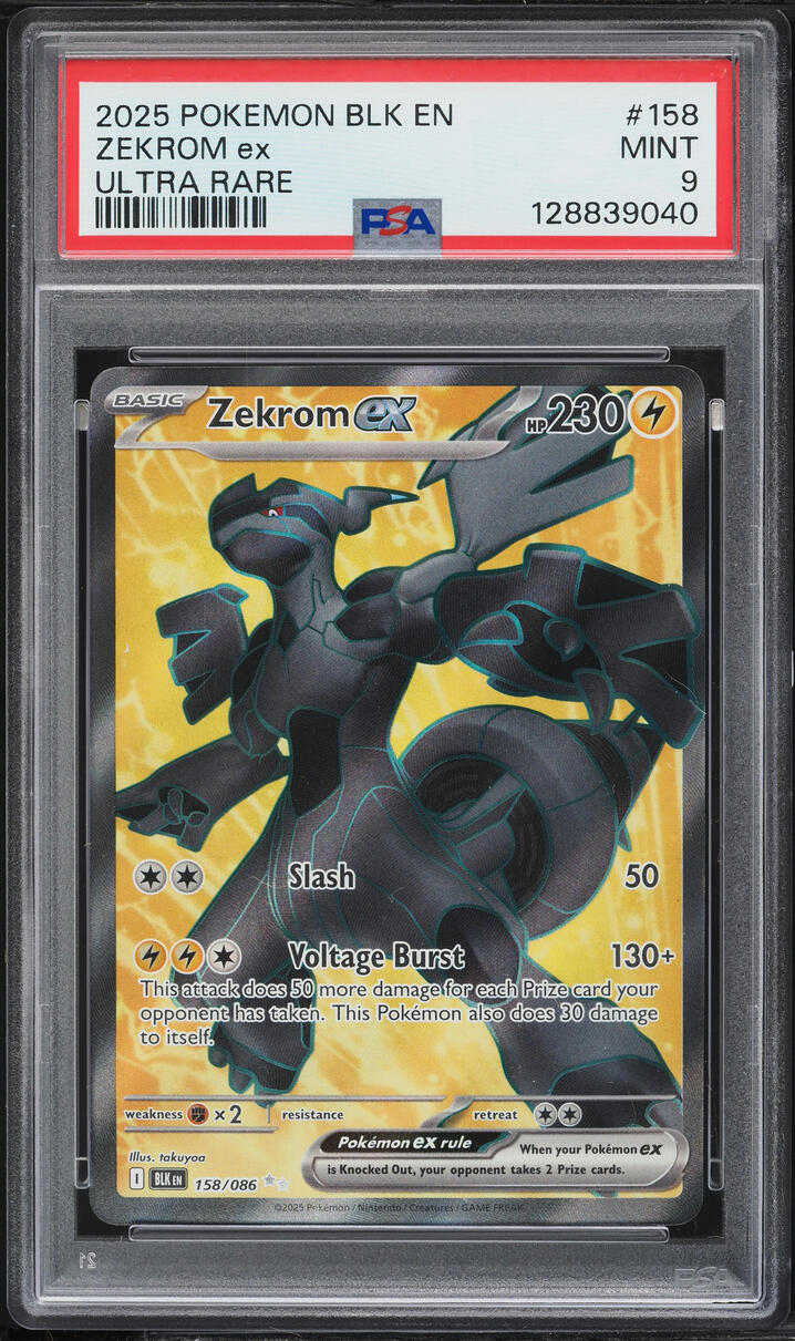 2025 Pokemon Scarlet & Violet Black Bolt Full Art Zekrom EX #158 PSA 9 MINT