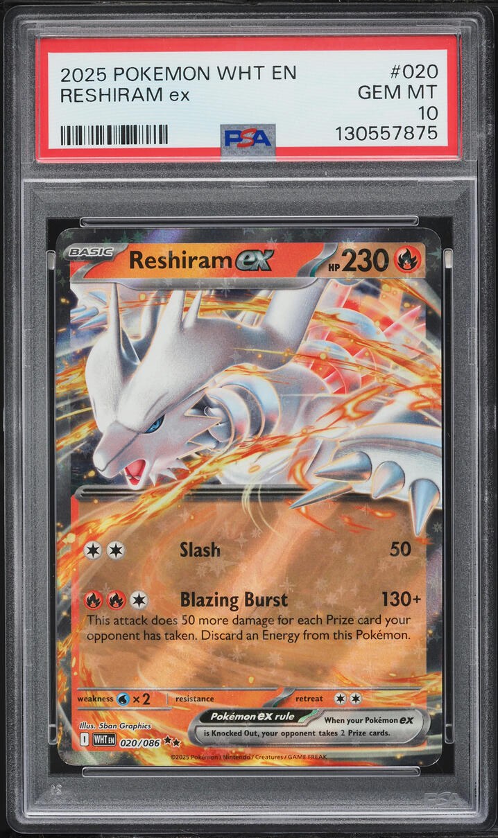2025 Pokemon Scarlet & Violet White Flare Holo Reshiram ex #20 PSA 10 GEM MINT