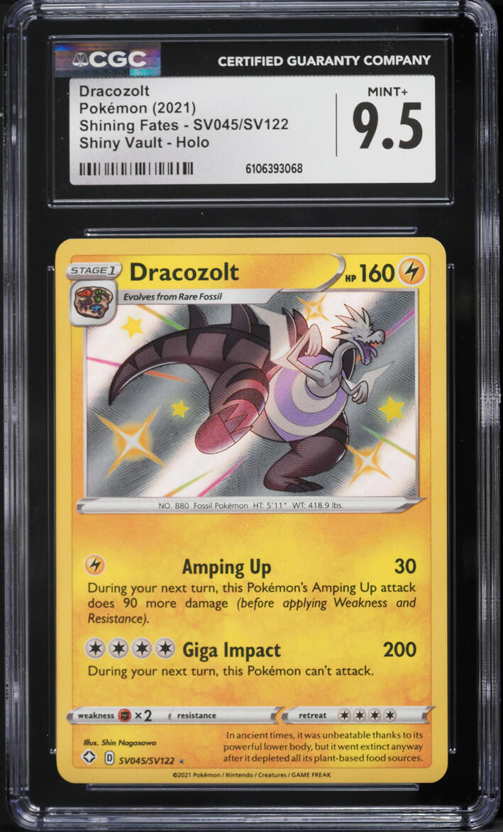 2021 Pokemon Sword & Shield Shining Fates Shiny Dracozolt #SV045 CGC 9.5 MINT+