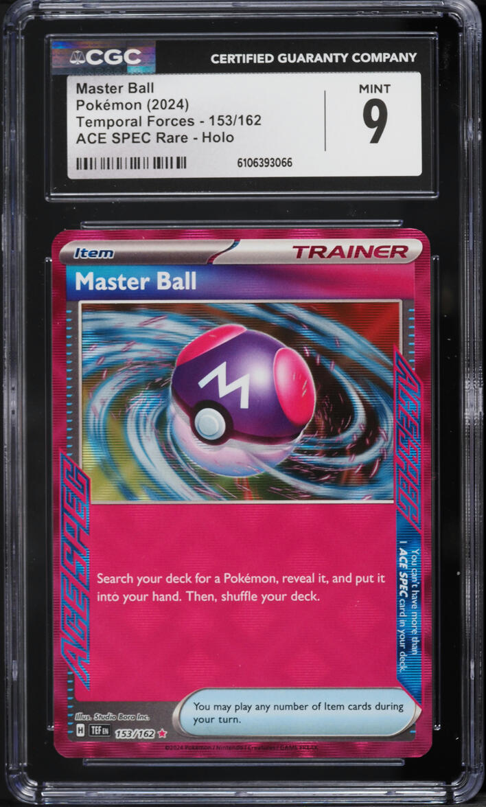 2024 Pokemon Scarlet & Violet Temporal Forces Ace Spec Master Ball #153 CGC 9 MINT