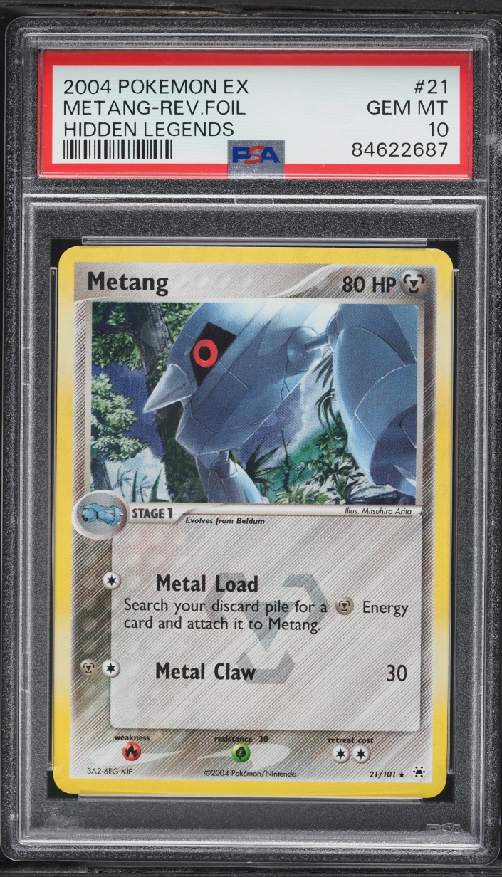 2004 Pokemon EX Hidden Legends Reverse Holo Metang #21 PSA 10 GEM MINT