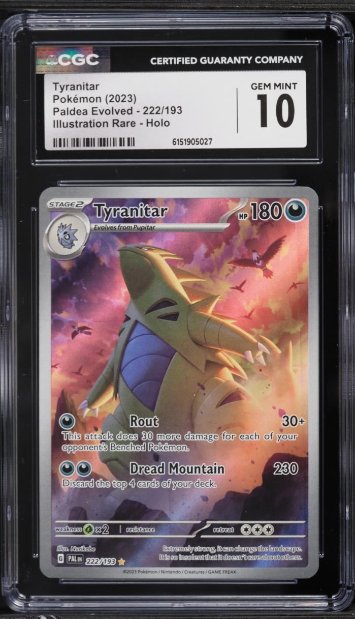 2023 Pokemon Scarlet & Violet Paldea Evolved IR Tyranitar #222 CGC 10 GEM MINT