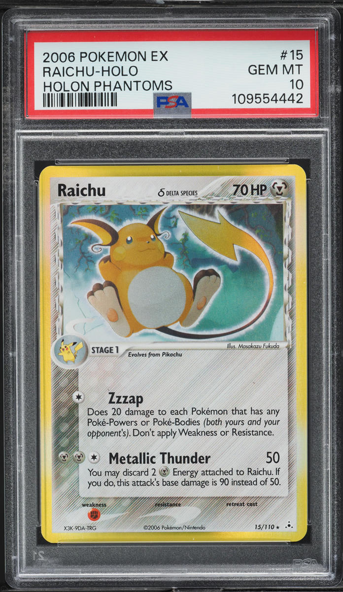 2006 Pokemon EX Holon Phantoms Holo Raichu #15 PSA 10 GEM MINT