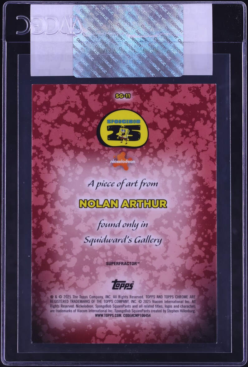 2025 Topps Chrome SpongeBob Squidward's Gallery Superfractor Nolan Arthur 1/1 #SG-11 CGC AUTH
