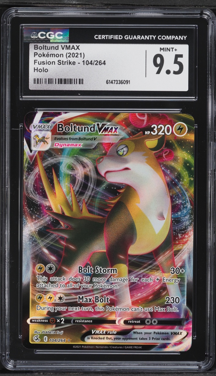 2021 Pokemon Sword & Shield Fusion Strike Full Art Boltund VMAX #104 CGC 9.5 MINT+