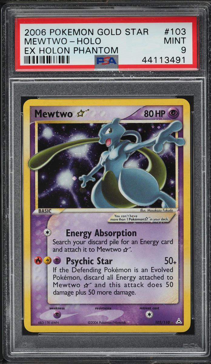 2006 Pokemon EX Holon Phantoms Holo Mewtwo Gold Star #103 PSA 9 MINT