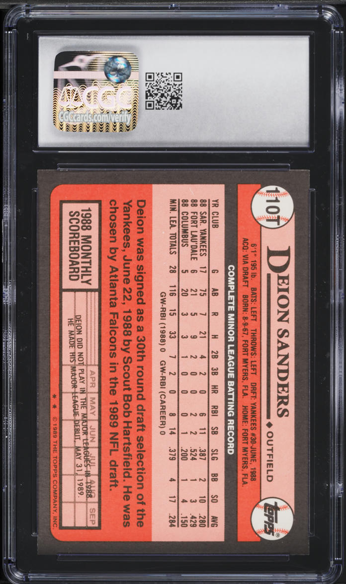 1989 Topps Traded Deion Sanders ROOKIE #110T CGC 9 MINT