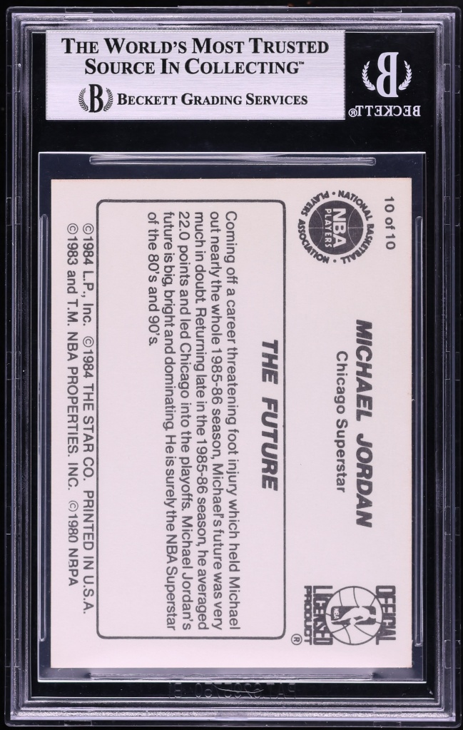 1986 Star Basketball Michael Jordan ROOKIE #10 BGS 8.5 NM-MT+