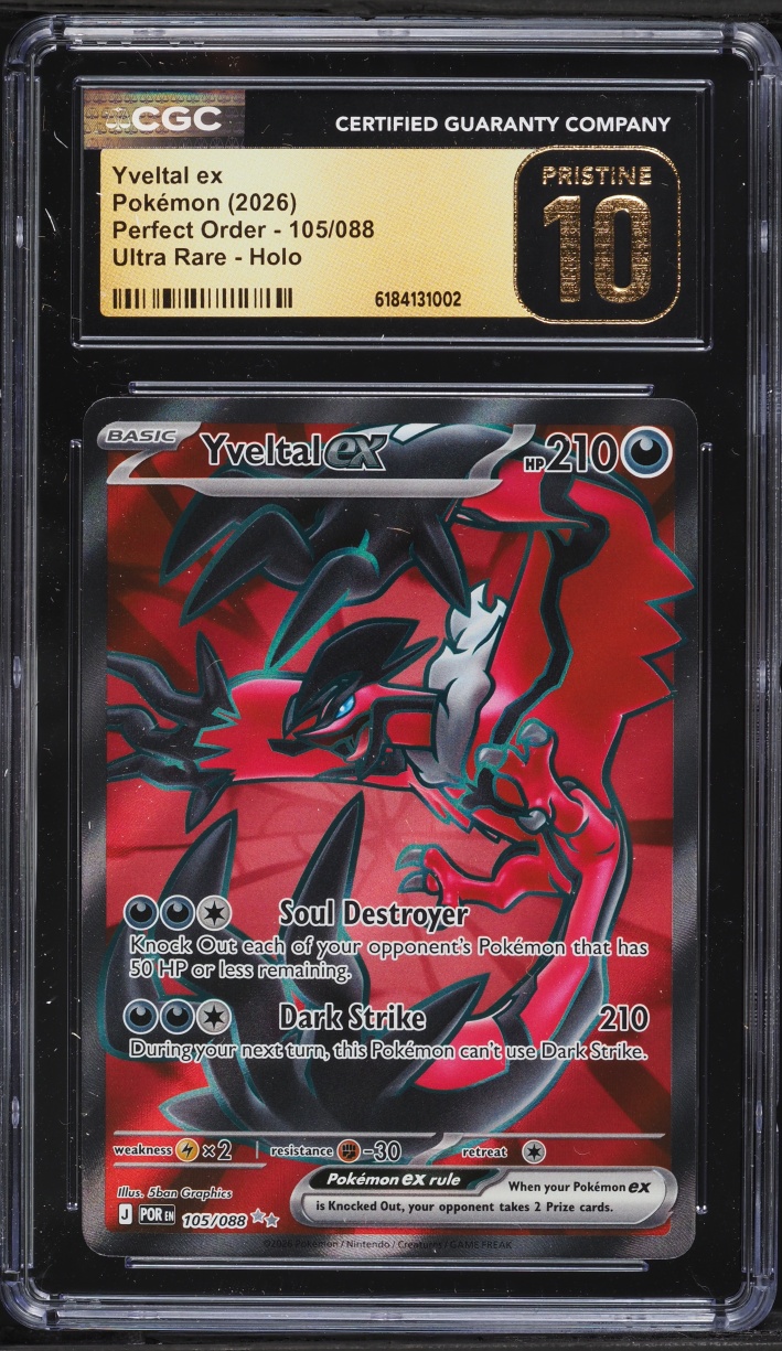 2026 Pokemon Mega Evolution Perfect Order Full Art Yveltal EX #105 CGC 10 PRISTINE