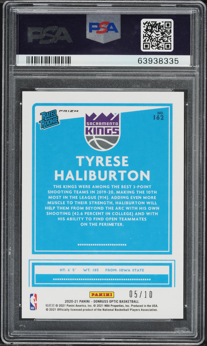 2020 Donruss Optic Fast Break Gold Tyrese Haliburton ROOKIE /10 #162 PSA 9 MINT