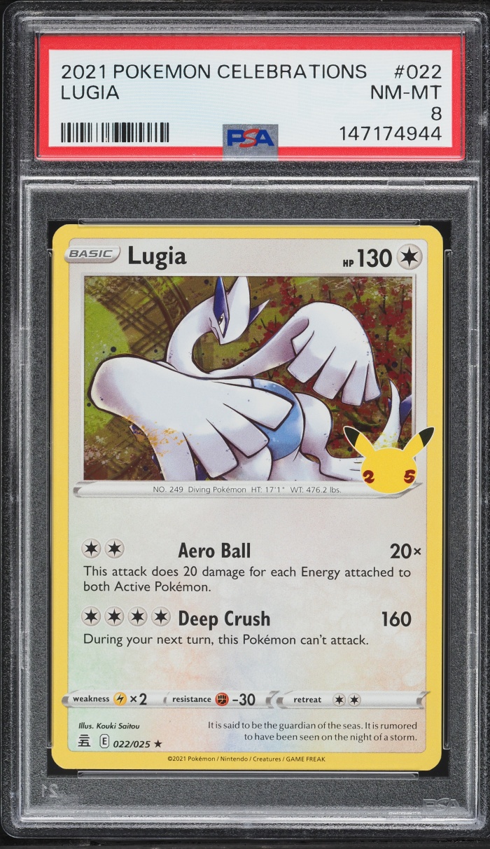 2021 Pokemon Sword & Shield Celebrations Holo Lugia #22 PSA 8 NM-MT