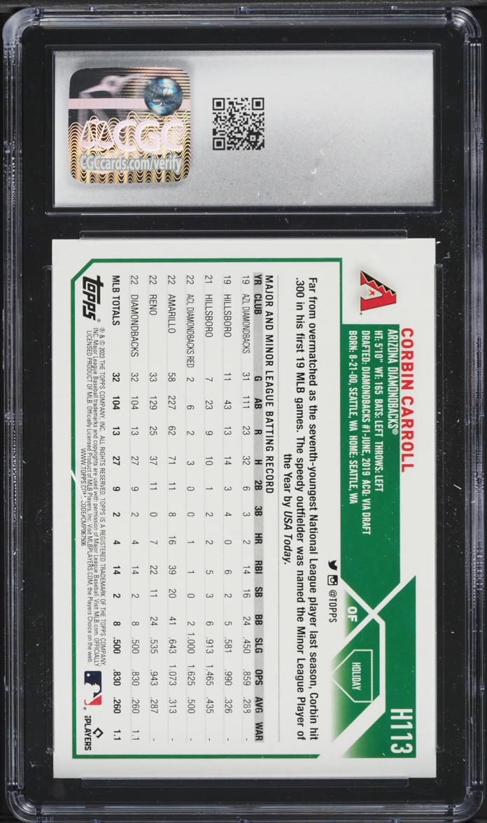 2023 Topps Holiday Corbin Carroll ROOKIE #H113 CGC 10 GEM MINT