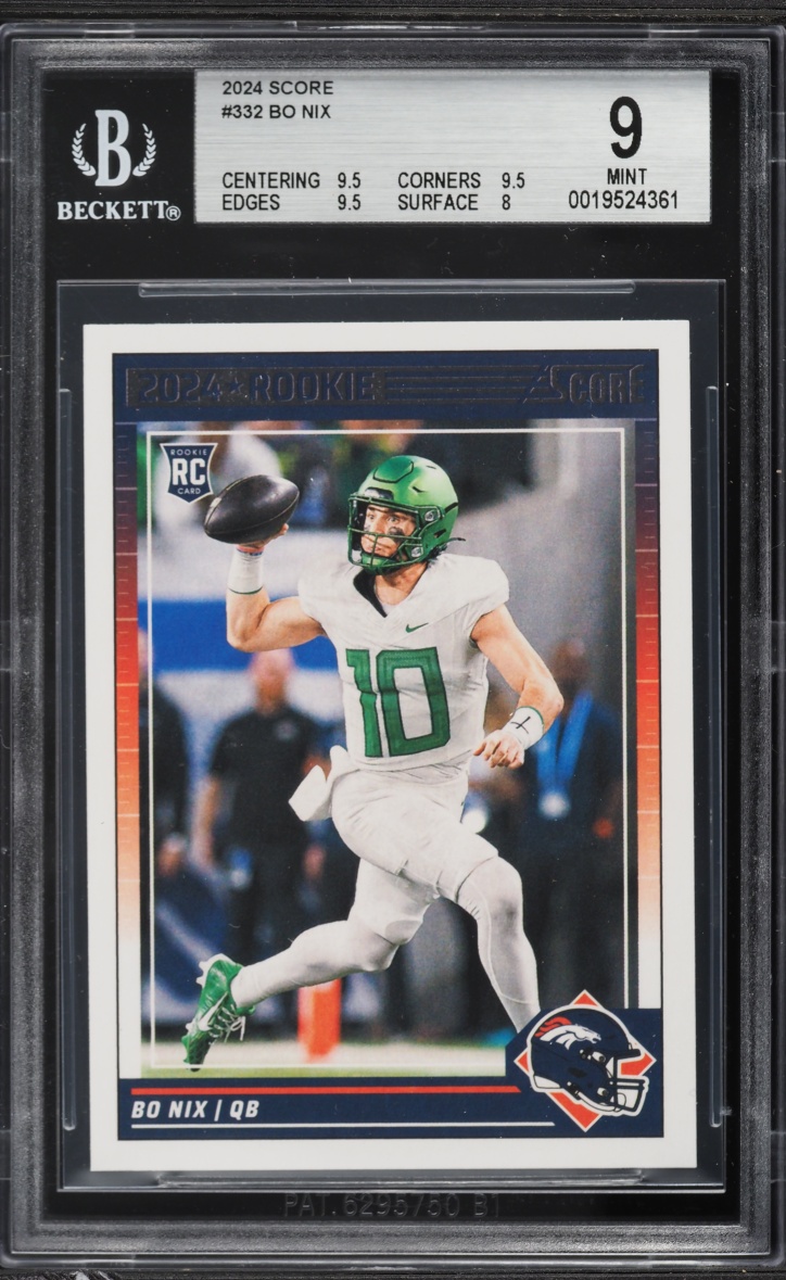 2024 Score Football Bo Nix ROOKIE #332 BGS 9 MINT