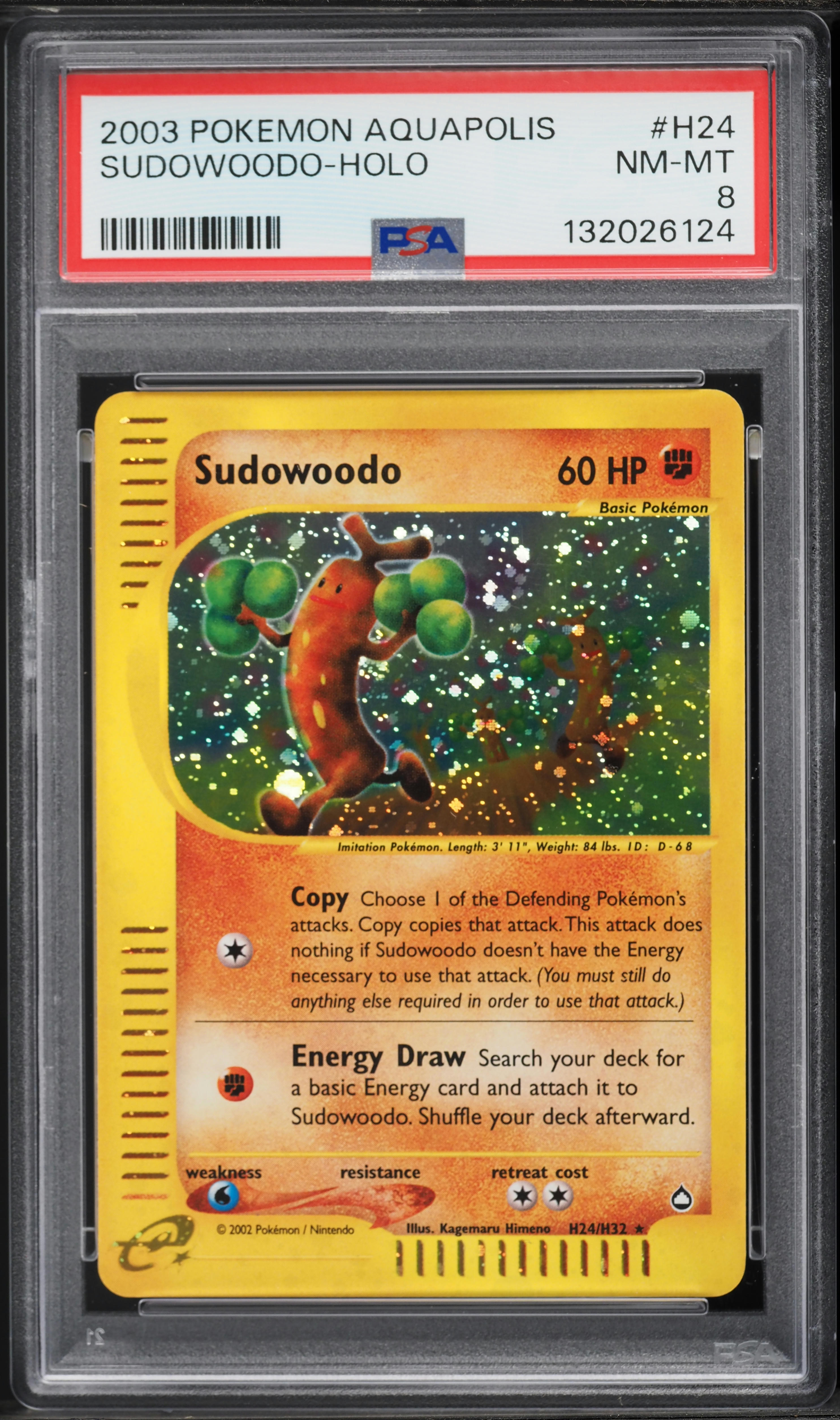 2003 Pokemon Aquapolis Holo Sudowoodo #H24 PSA 8 NM-MT
