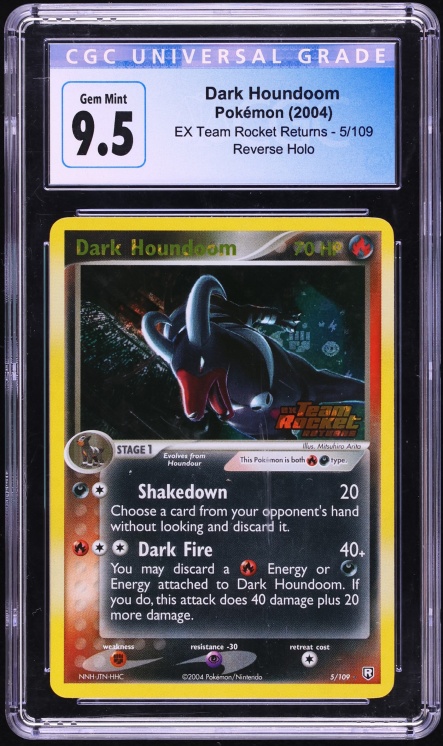 2004 Pokemon EX Team Rocket Returns Reverse Holo Dark Houndoom #5 CGC 9.5 GEM MINT