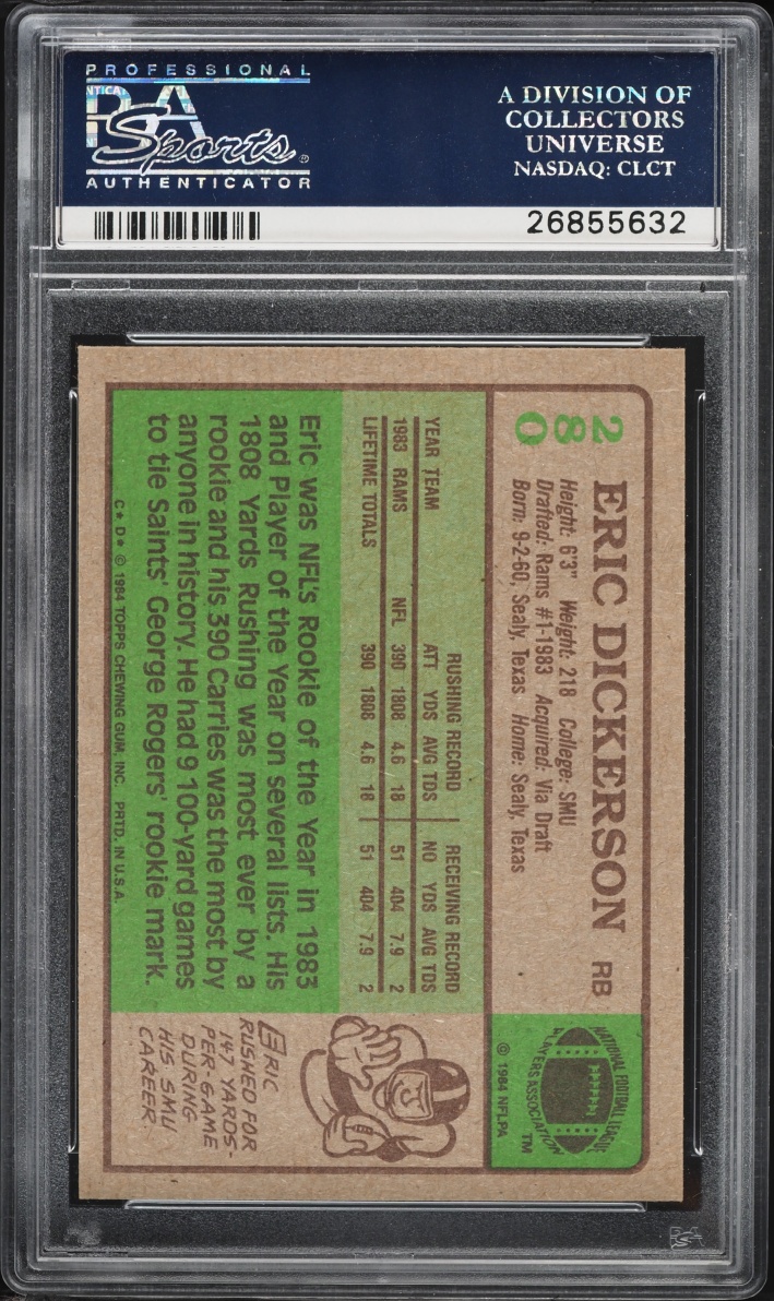 1984 Topps Football Eric Dickerson ROOKIE #280 PSA 9 MINT