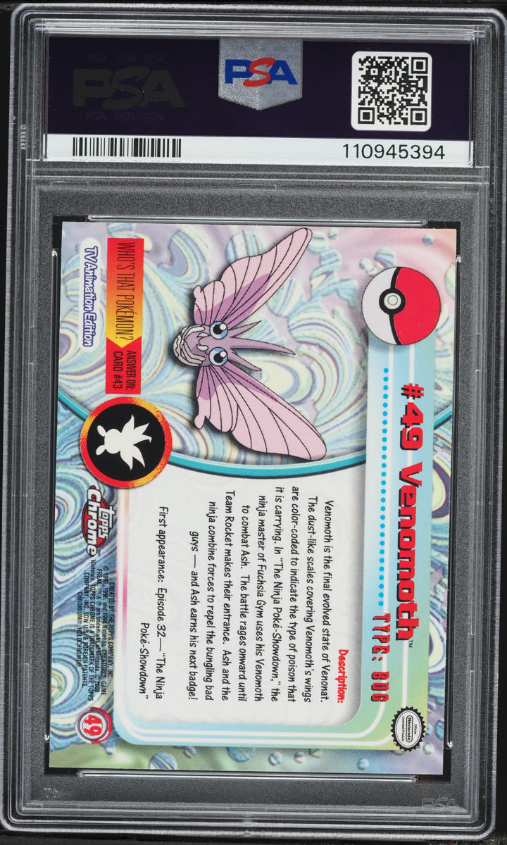 2000 Topps Chrome Pokemon TV Series Venomoth #49 PSA 10 GEM MINT