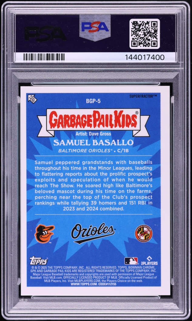 2025 Bowman Chrome GPK Superfractor Bird Lovin' Samuel Basallo PROSPECT 1/1 #BGP-5 PSA 9 MINT