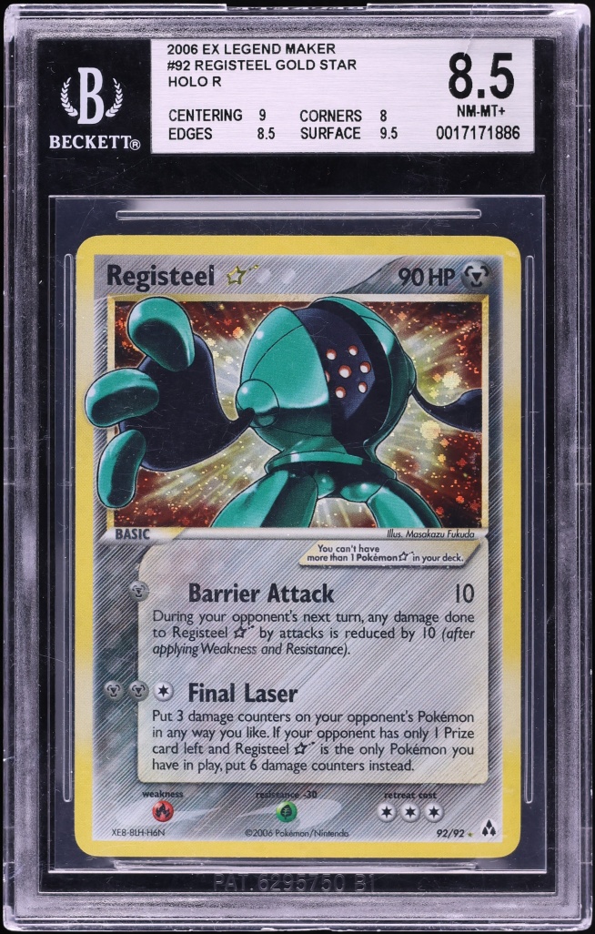 2006 Pokemon EX Legend Maker Holo Registeel Gold Star #92 BGS 8.5 NM-MT+