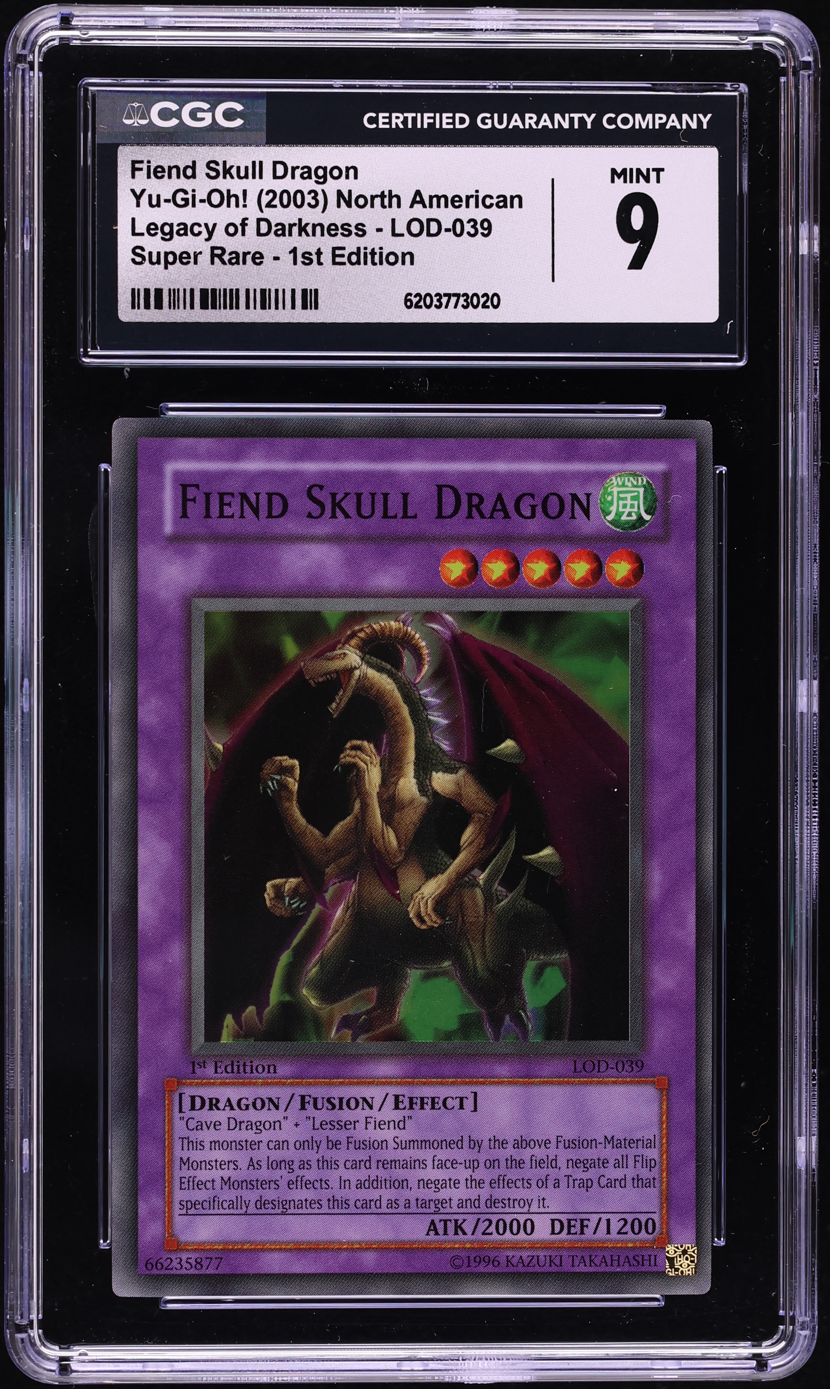 2003 Yu-Gi-Oh! Legacy Of Darkness 1st Edition Super Rare Fiend Skull Dragon #LOD-039 CGC 9 MINT