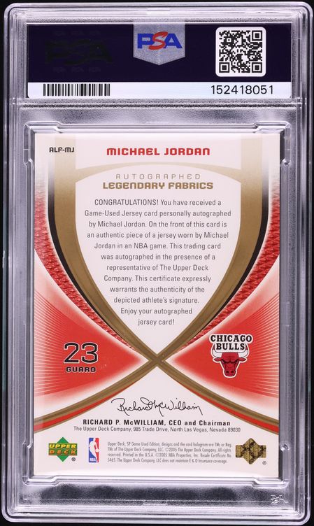 2005 SP Game Used Legendary Fabrics Michael Jordan PATCH AUTO /50 #ALF ...