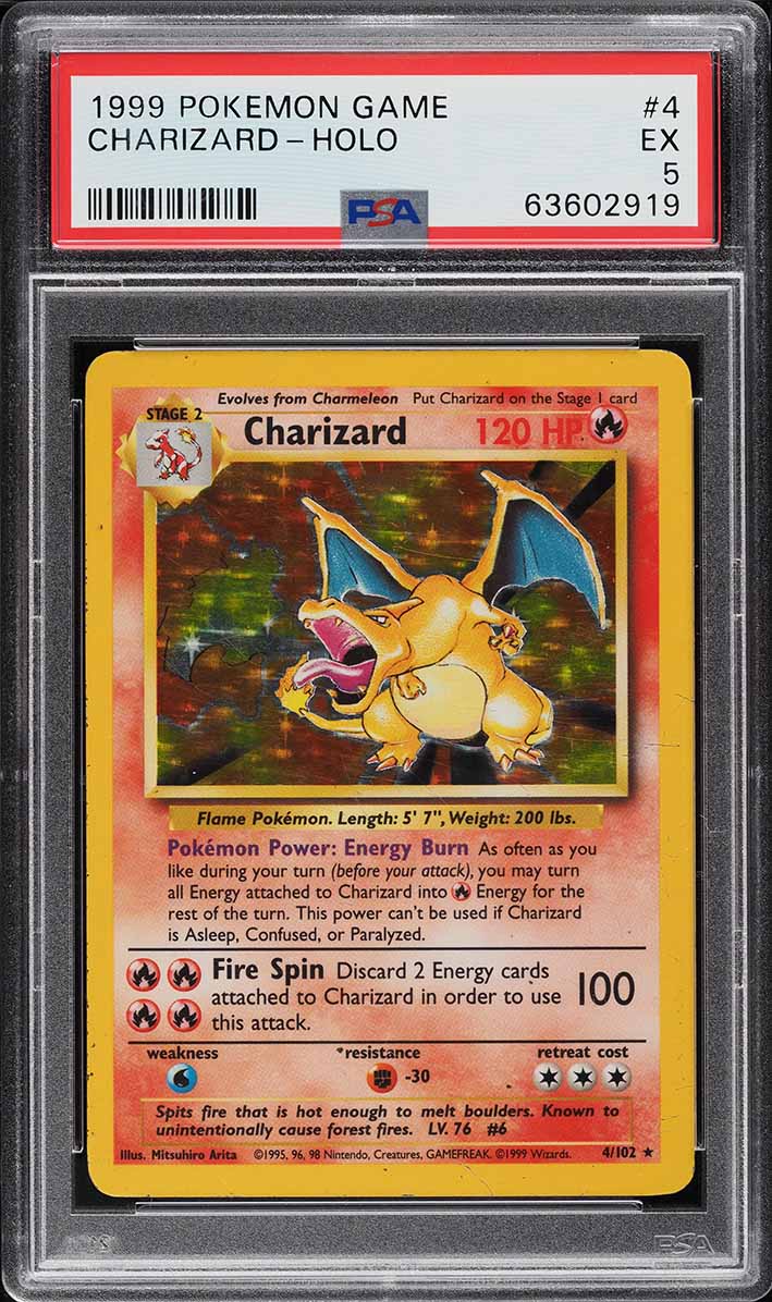 1999 Pokemon Base Set Holo Charizard #4 PSA 5 EX