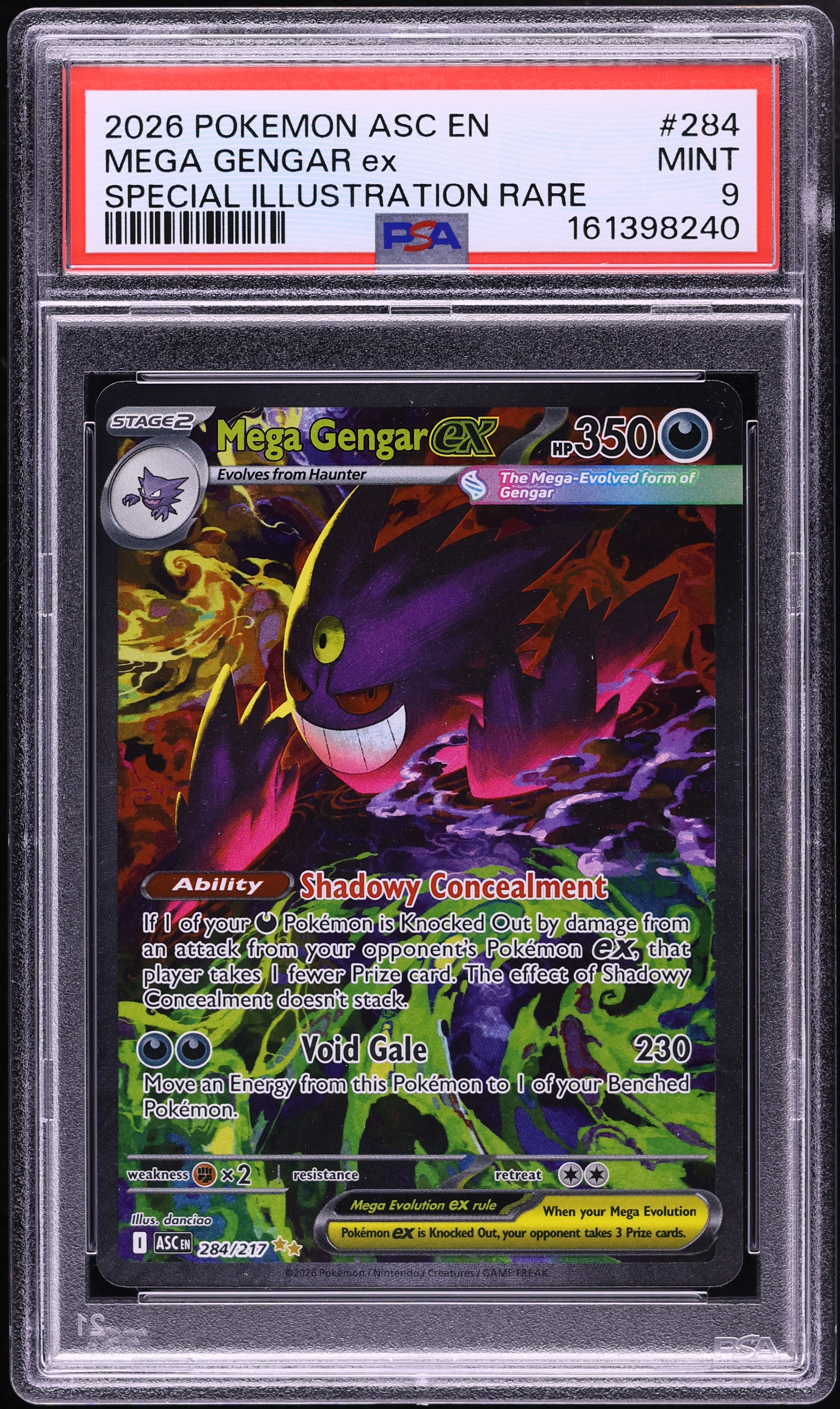 2026 Pokemon Mega Evolution Ascended Heroes SIR Mega Gengar EX #284 PSA 9 MINT