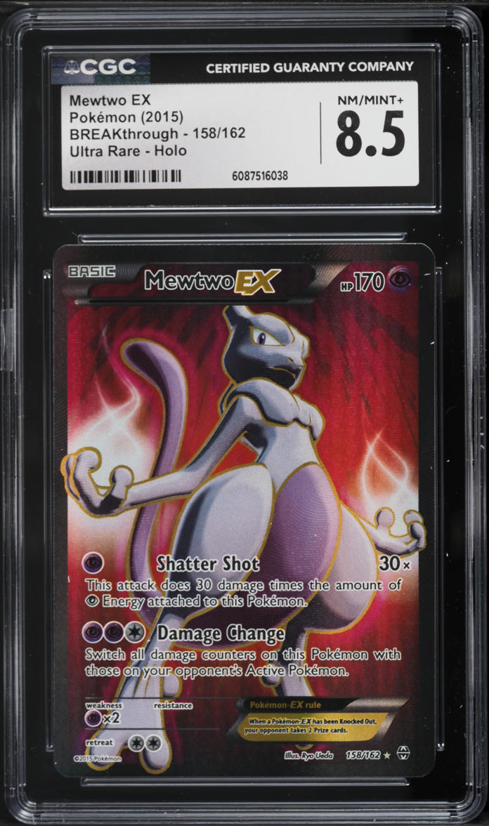 2015 Pokemon XY BREAKthrough Full Art Mewtwo EX #158 CGC 8.5 NM-MT+