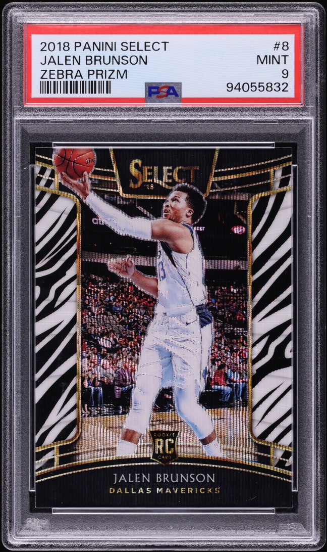 2018 Select Concourse Zebra Prizm Jalen Brunson ROOKIE #8 PSA 9 MINT