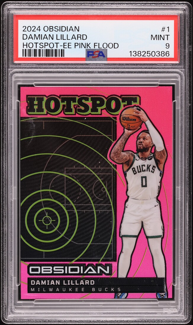 2024 Panini Obsidian Hotspot Electric Etch Pink Flood Damian Lillard /49 #1 PSA 9 MINT