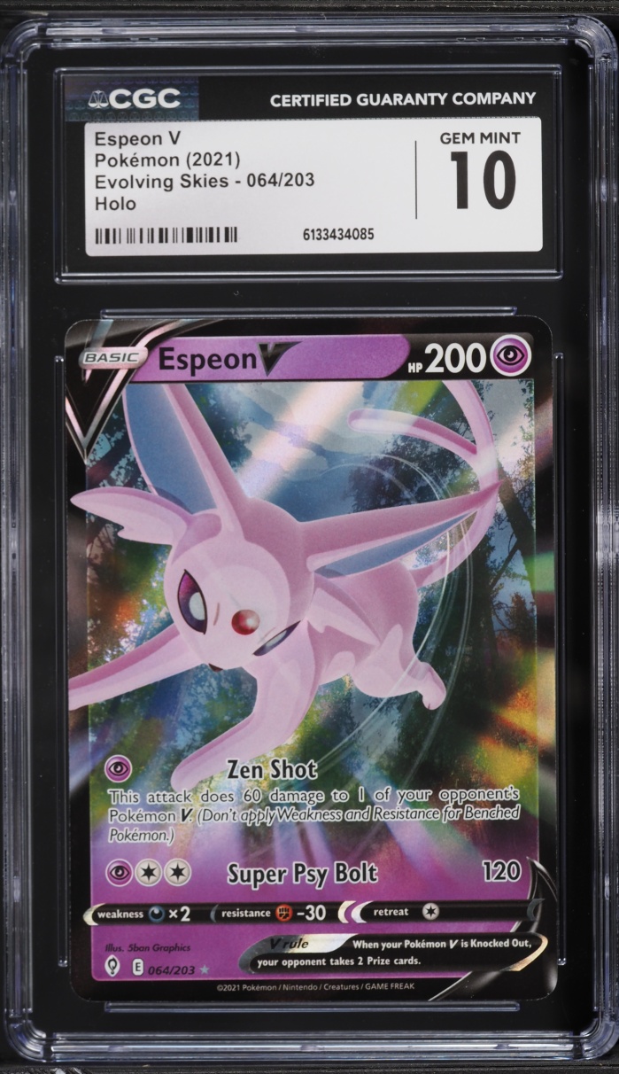 2021 Pokemon Sword & Shield Evolving Skies Full Art Espeon V #64 CGC 10 GEM MINT