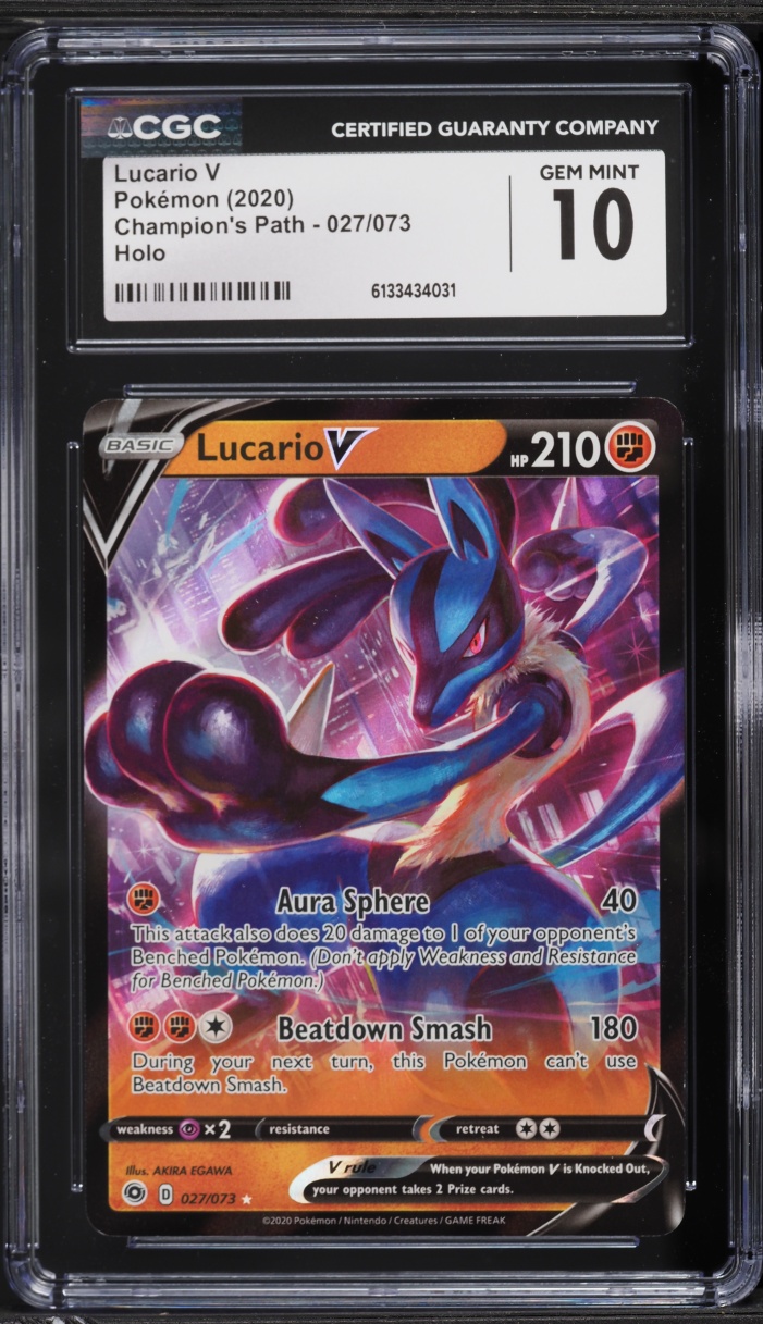 2020 Pokemon Sword & Shield Champion's Path Lucario V #27 CGC 10 GEM MINT