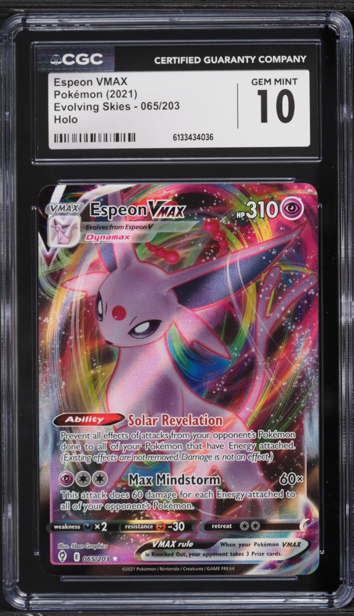 2021 Pokemon Sword & Shield Evolving Skies Full Art Espeon VMAX #65 CGC 10 GEM MINT