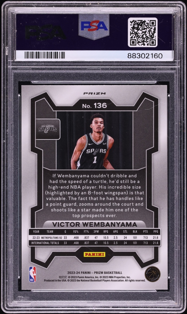 2023 Panini Prizm Ice Victor Wembanyama ROOKIE #136 PSA 10 GEM MINT
