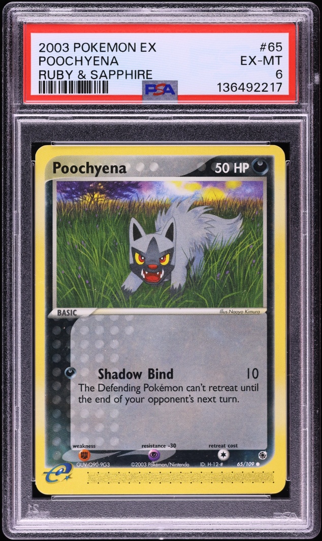 2003 Pokemon EX Ruby & Sapphire Poochyena #65 PSA 6 EXMT