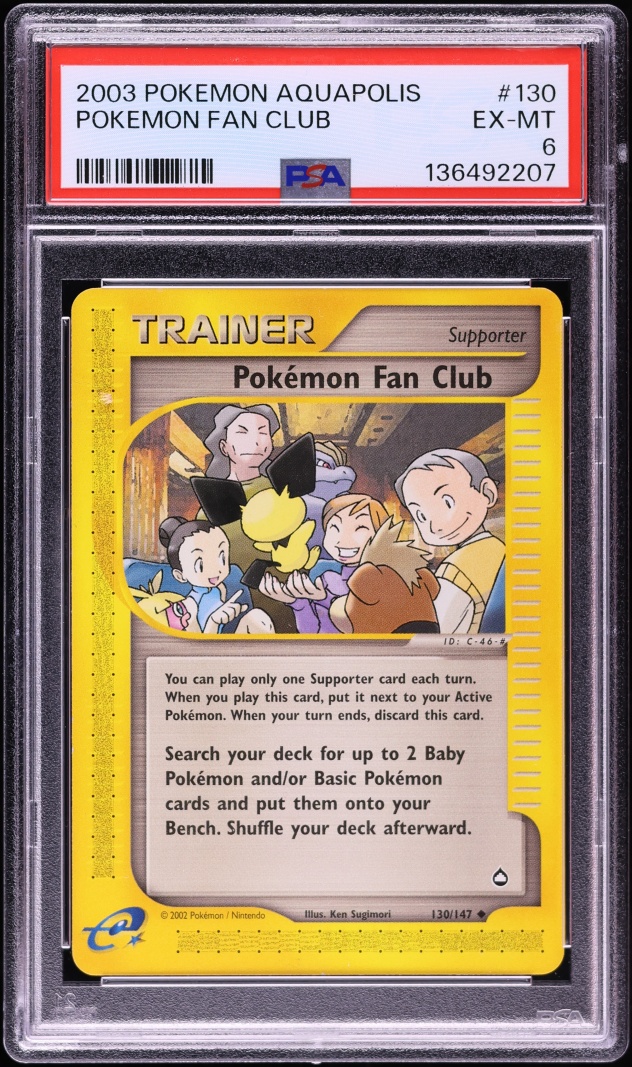2003 Pokemon Aquapolis Pokemon Fan Club #130 PSA 6 EXMT
