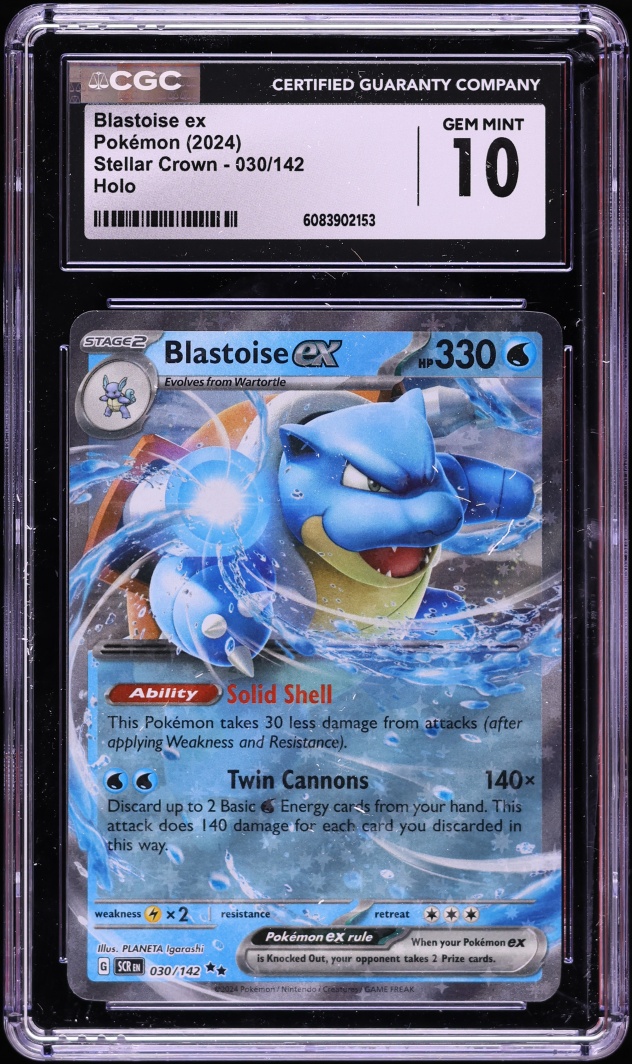 2024 Pokemon Scarlet & Violet Stellar Crown Holo Blastoise ex #30 CGC 10 GEM MINT